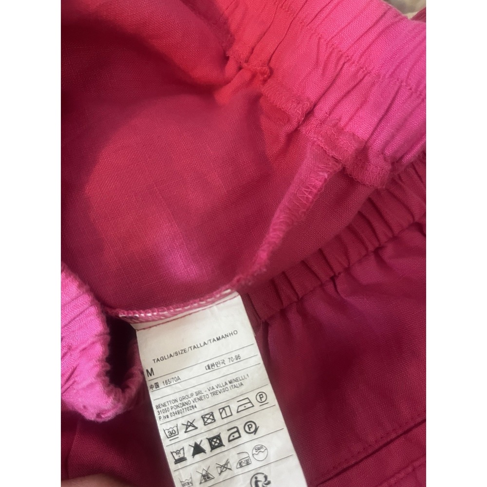 United Colors of Benetton Linen Pants M Pink Pull On Tapered - Picture 8 of 8